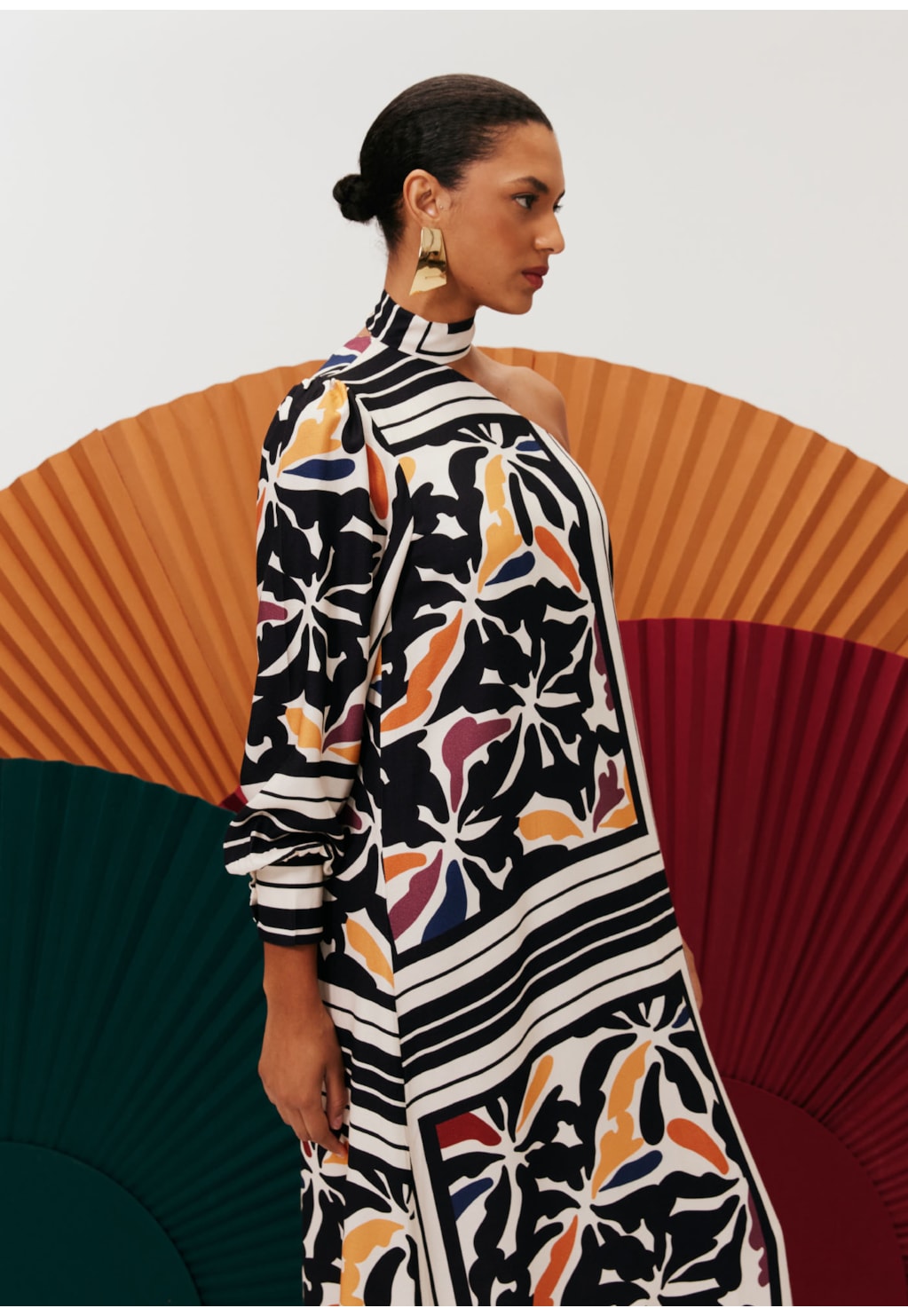 Vestido Longo Ombro Só Golinha Estampado Mambo