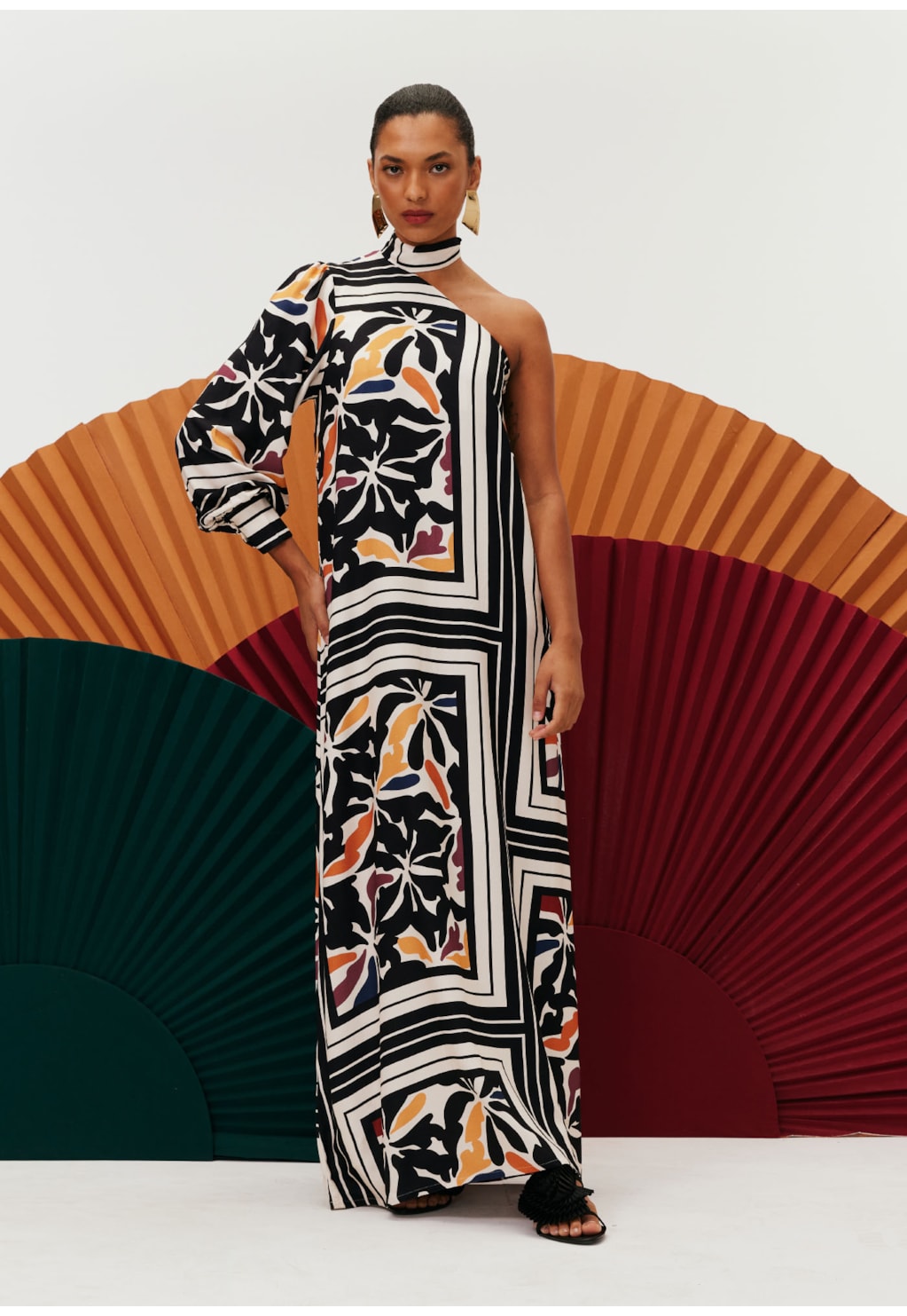 Vestido Longo Ombro Só Golinha Estampado Mambo