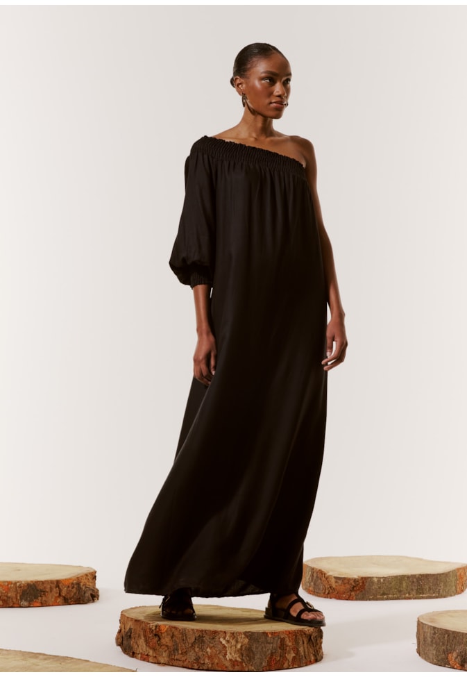 Vestido Longo Ombro Só Pala Lastex