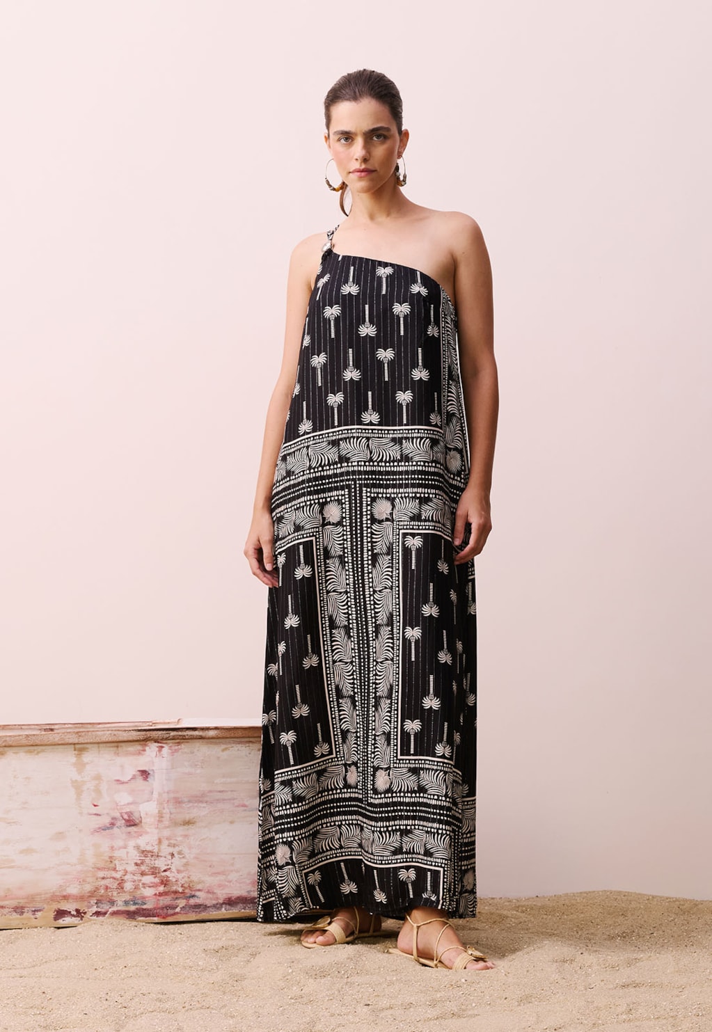 Vestido Longo Ombro Só Passador Estampado Tauari