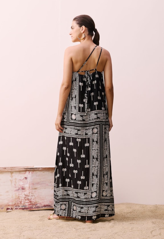 Vestido Longo Ombro Só Passador Estampado Tauari Vista Traseira