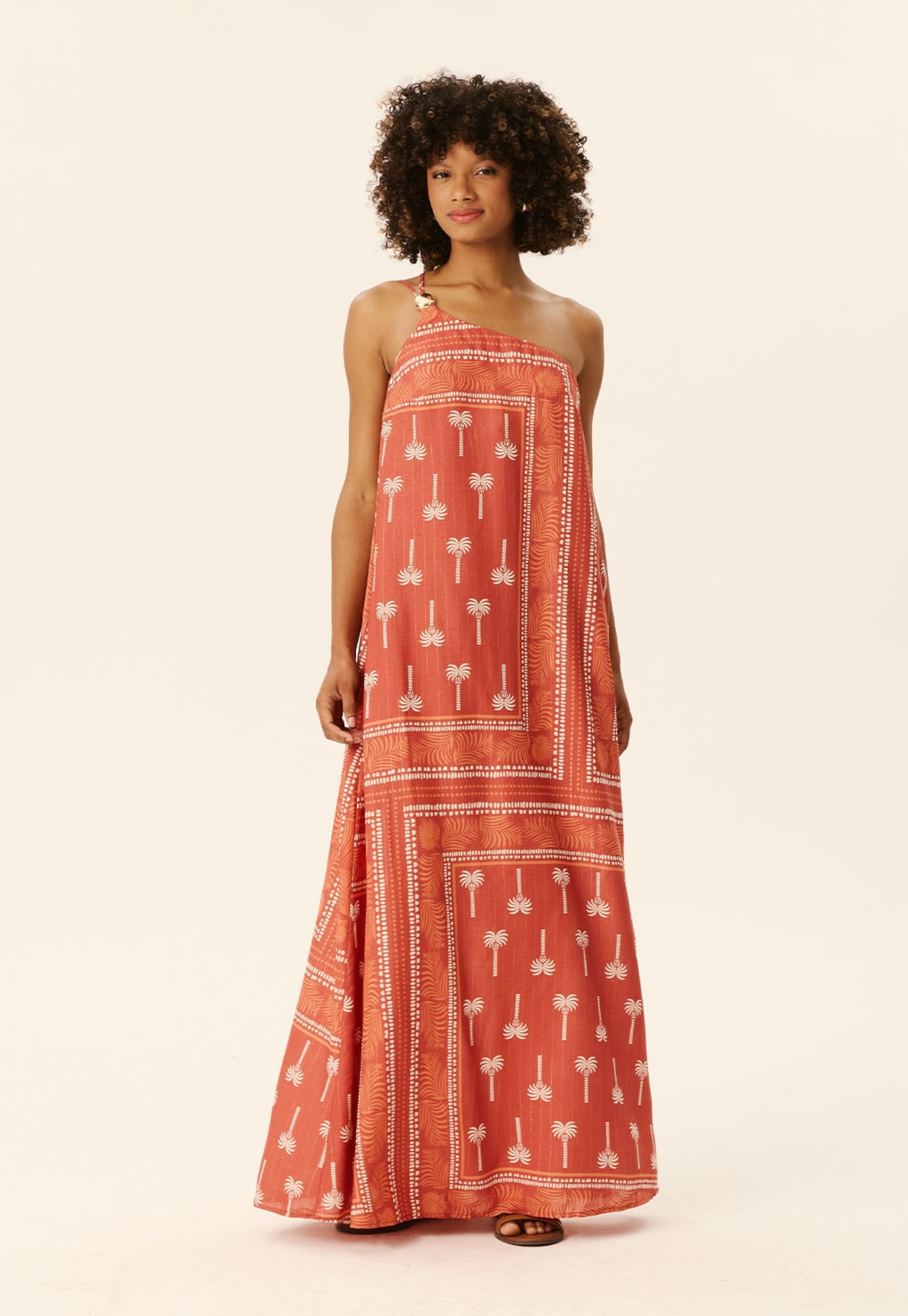 Vestido Longo Ombro Só Passador Estampado Tauari