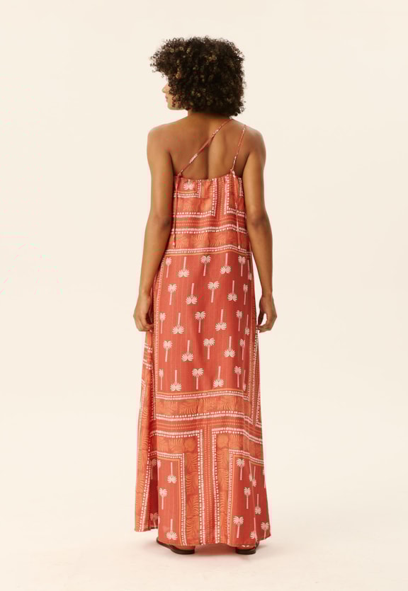 Vestido Longo Ombro Só Passador Estampado Tauari Vista Traseira