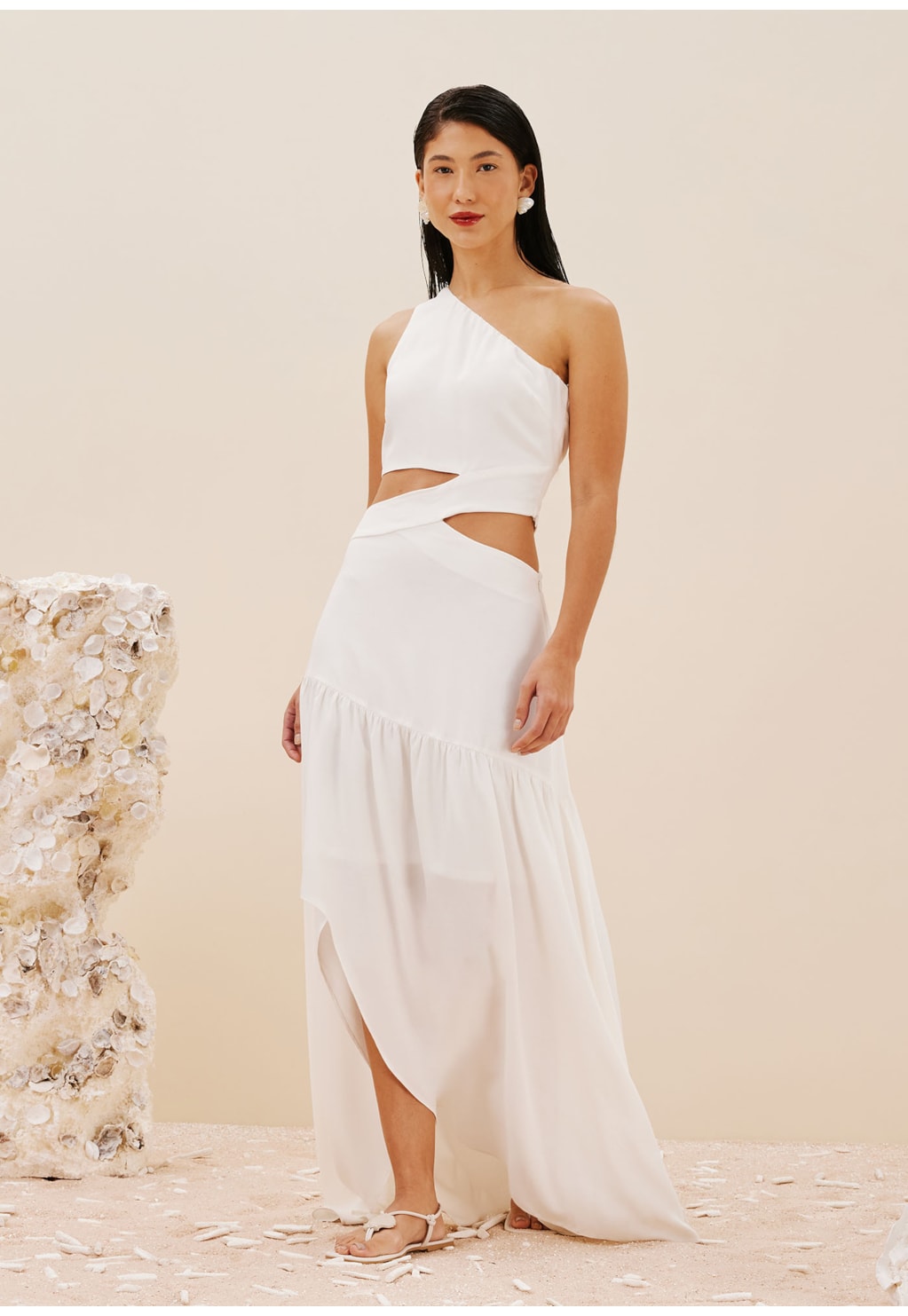 Vestido Longo Ombro Só Transpasse Cintura