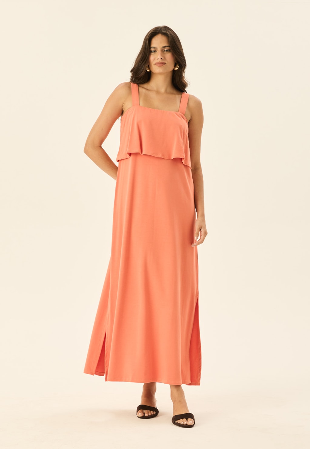 Vestido Longo Pala Busto com Fendas