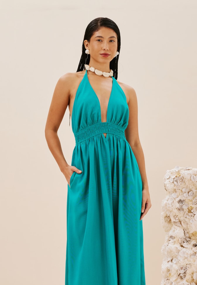 Vestido Longo Pala Lastex Busto