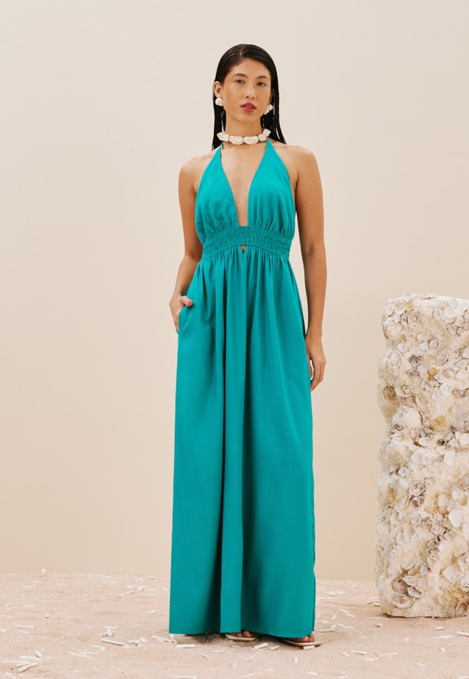 Vestido Longo Pala Lastex Busto