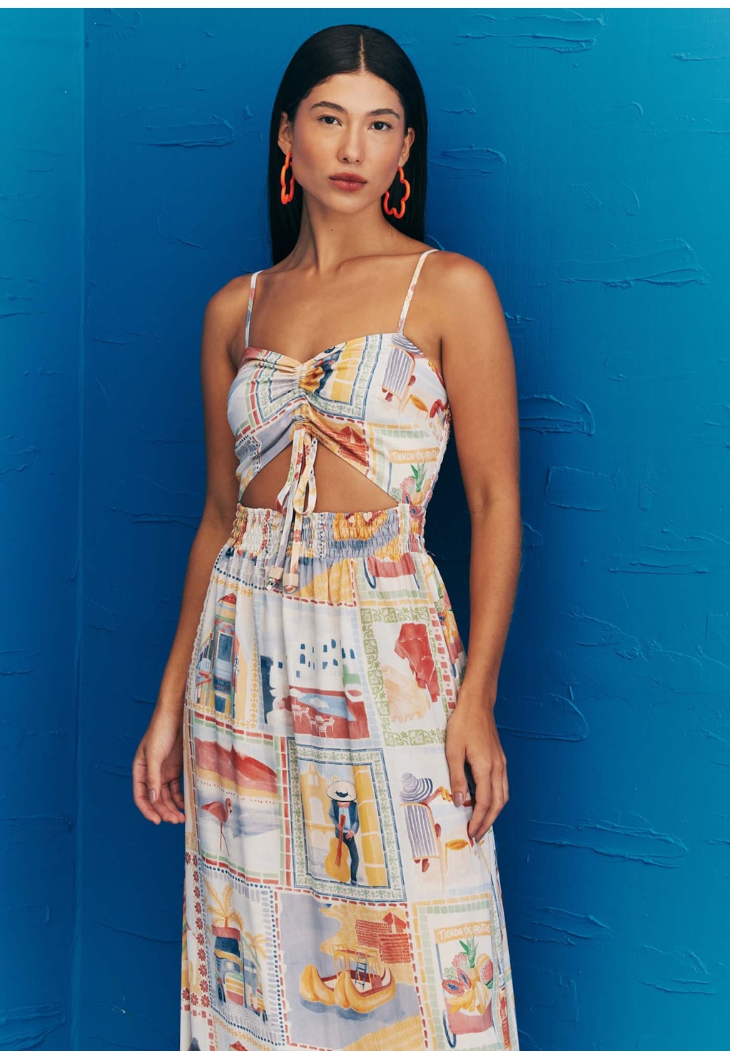 Vestido Longo Pala Lastex Estampado Buena Vista