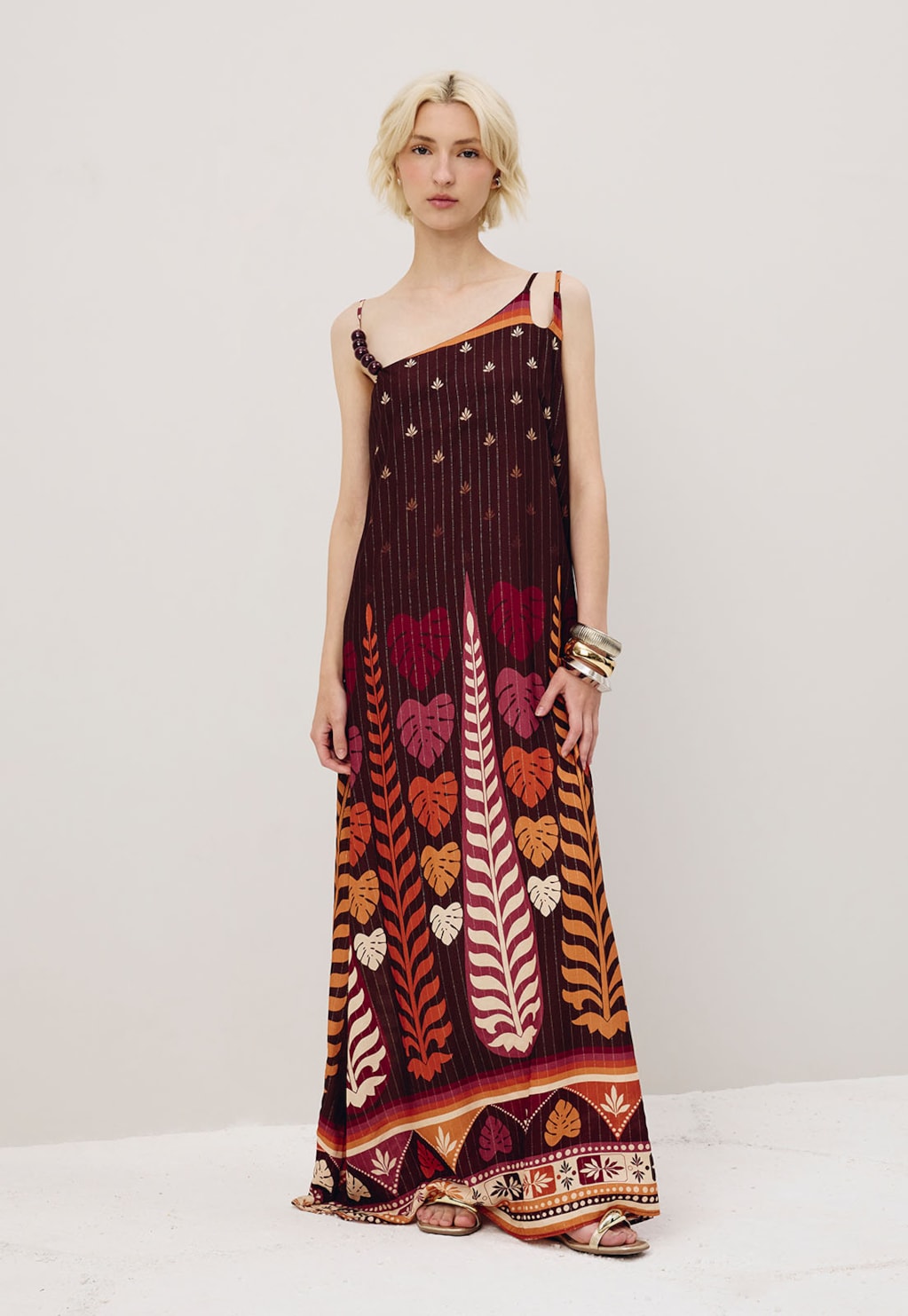 Vestido Longo Ponteiras Estampado Hera