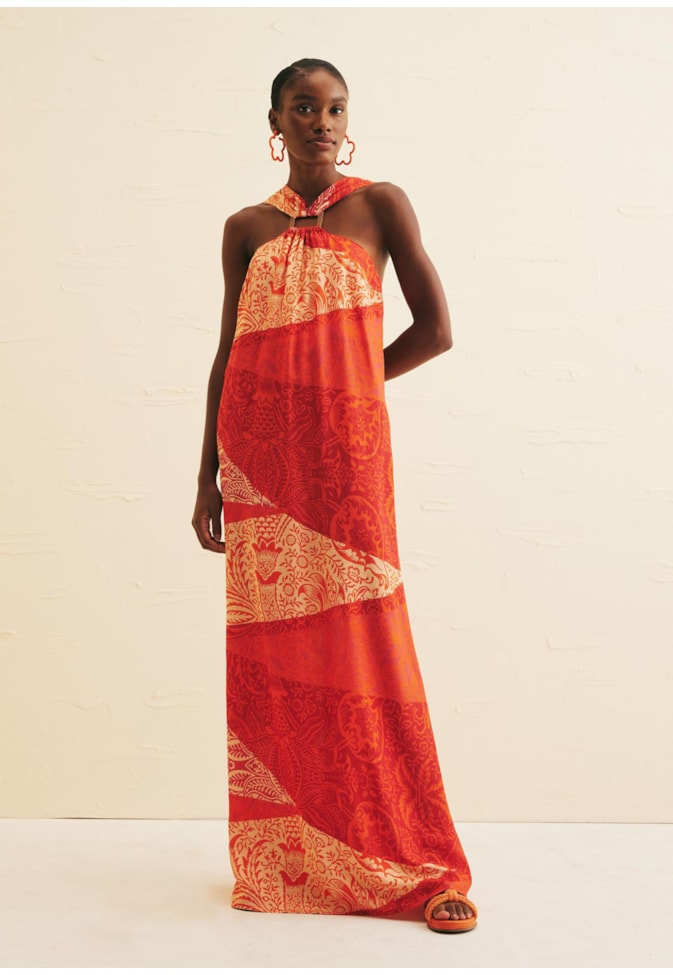 Vestido Longo Retângulo Estampado Nueva Cáncion