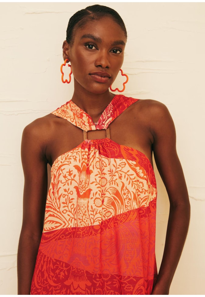 Vestido Longo Retângulo Estampado Nueva Cáncion