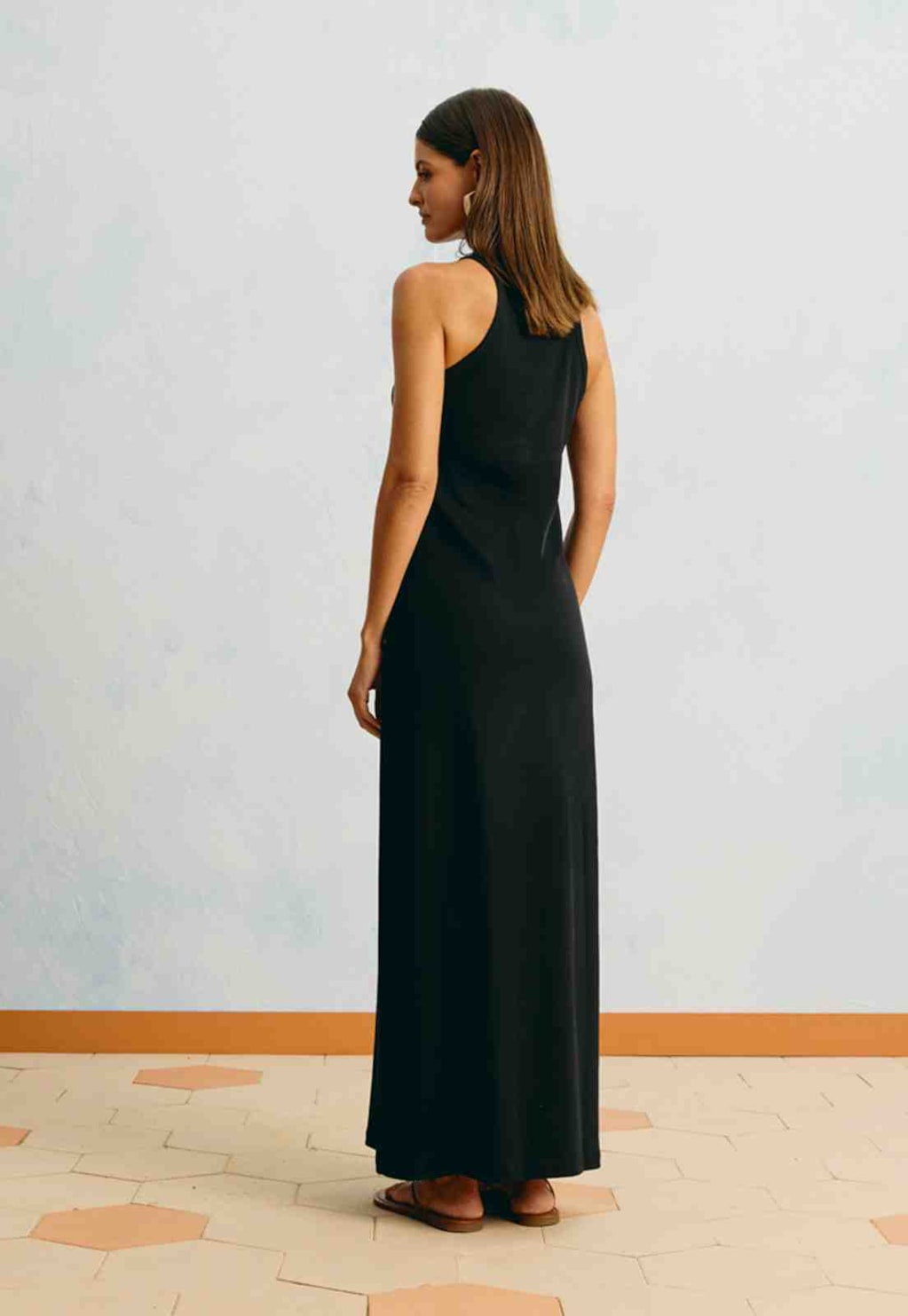 Vestido Longo Rib Bordado Sol Y Sombra