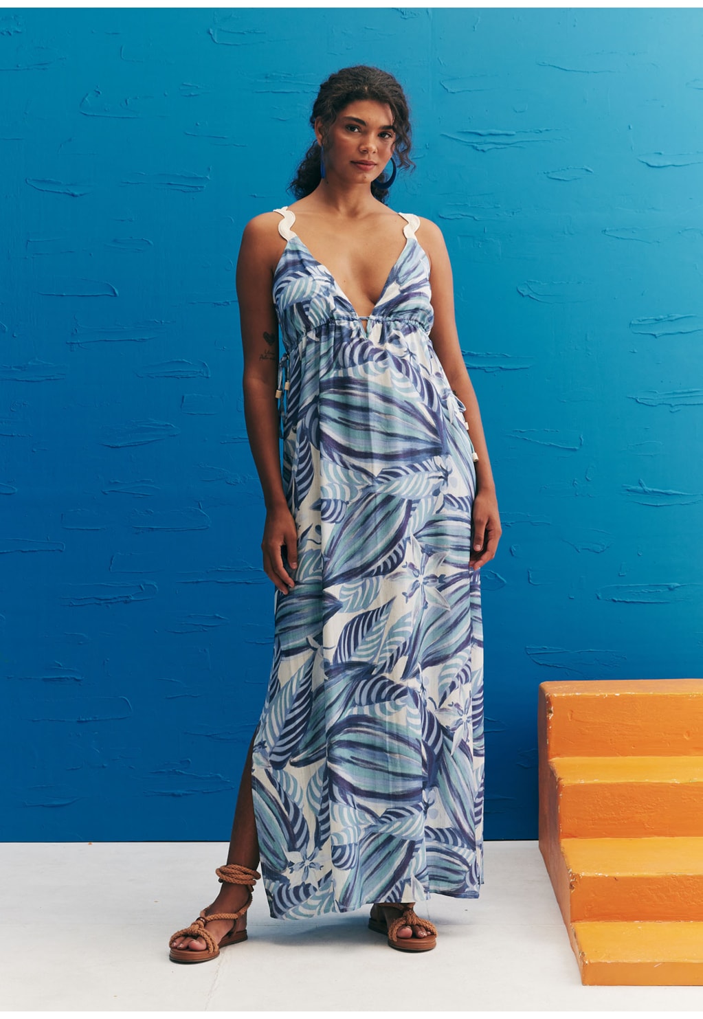 Vestido Longo Sianinha Estampado Cacau Arriba