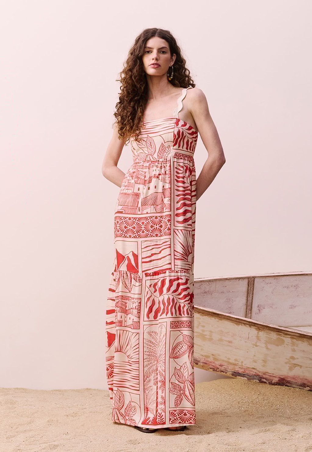 Vestido Longo Sianinha Estampado Santarém