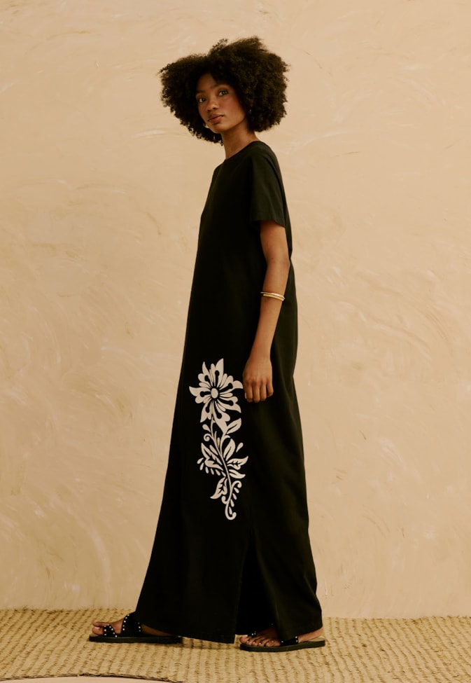 Vestido Longo Silk Flor De Mashua