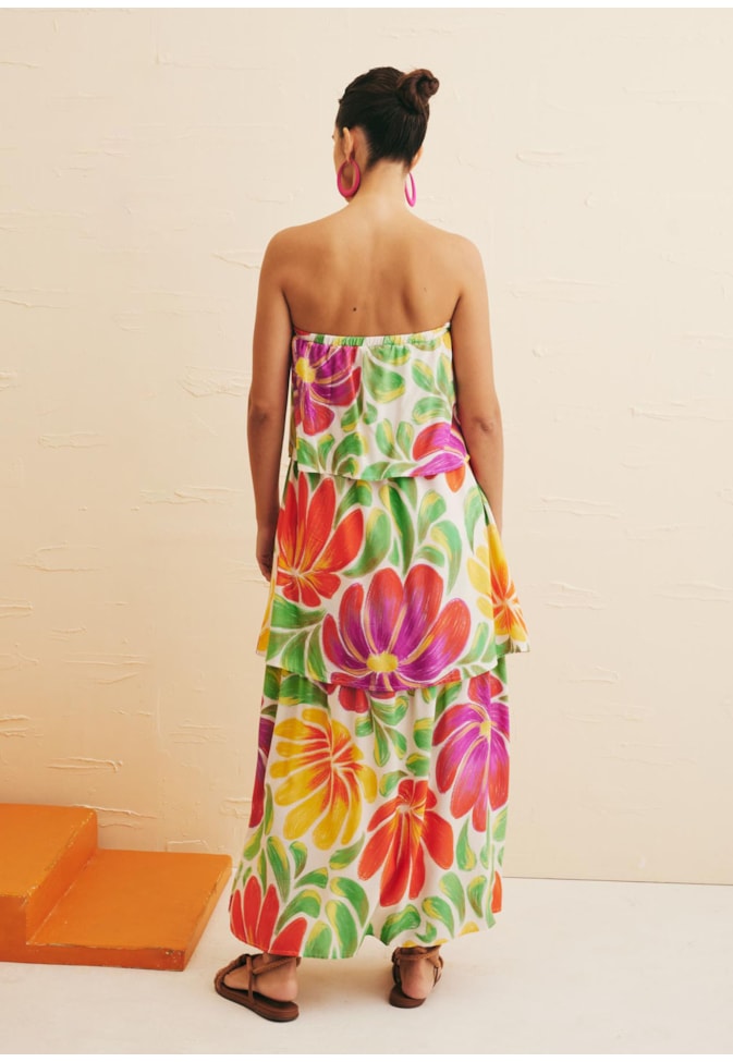 Vestido Longo Tomara que Caia Babados Punta Chica