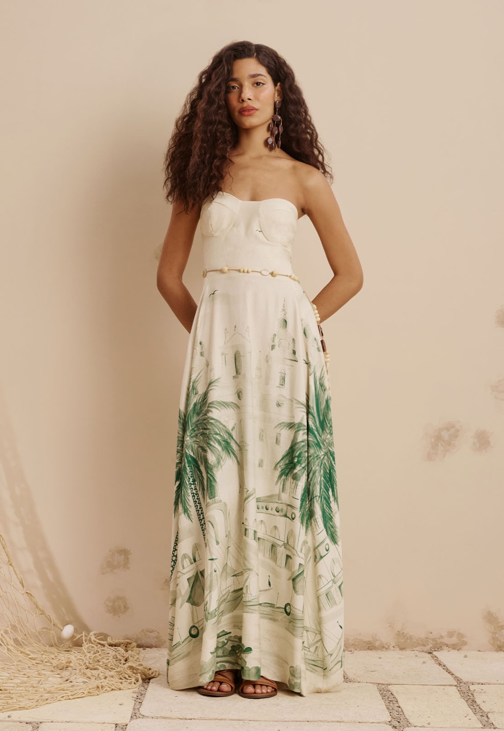 Vestido Longo Tomara que Caia Estampado Belém