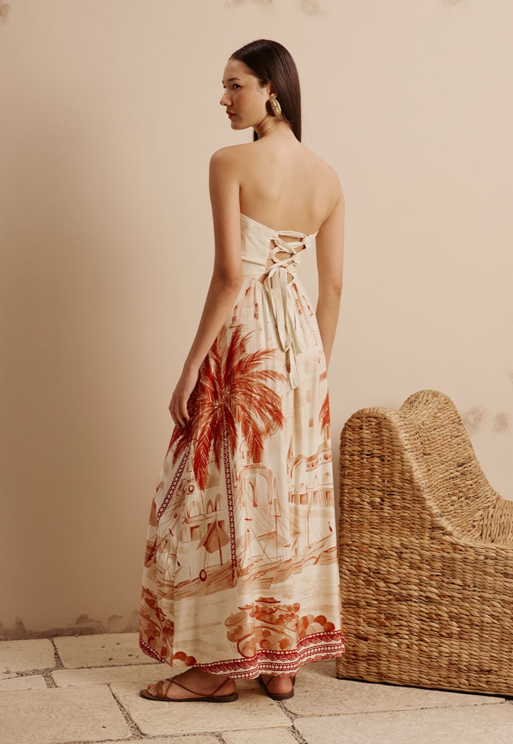 Vestido Longo Tomara que Caia Estampado Belém