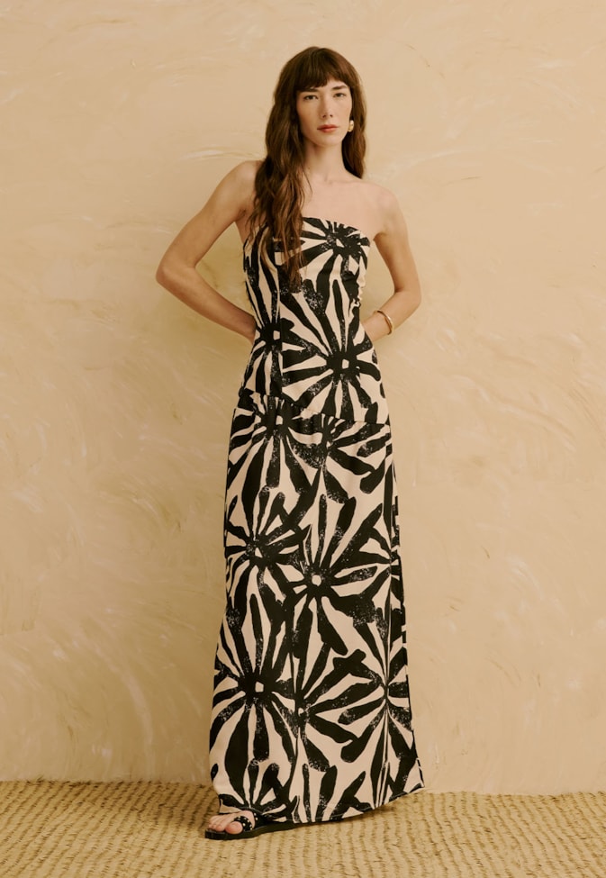 Vestido Longo Tomara Que Caia Estampado Perka