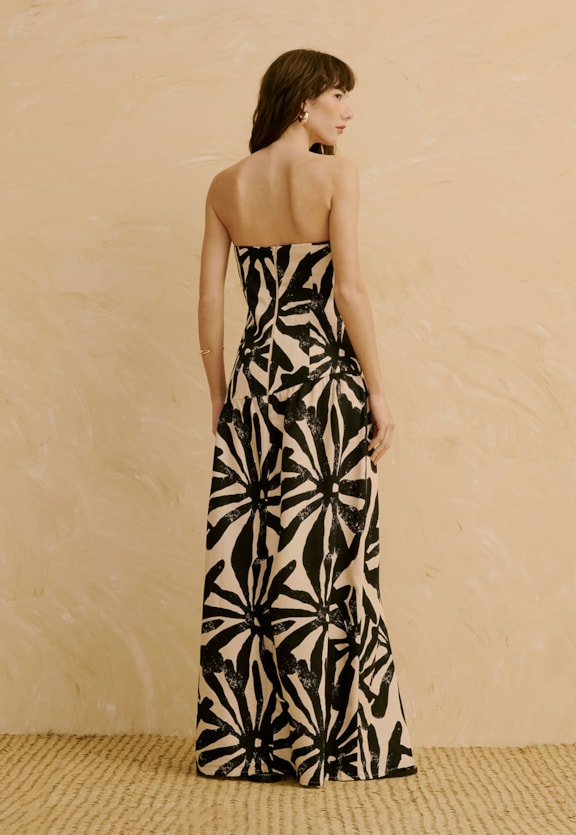 Vestido Longo Tomara Que Caia Estampado Perka Vista Traseira