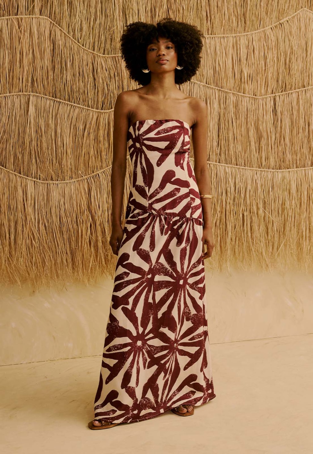 Vestido Longo Tomara Que Caia Estampado Perka