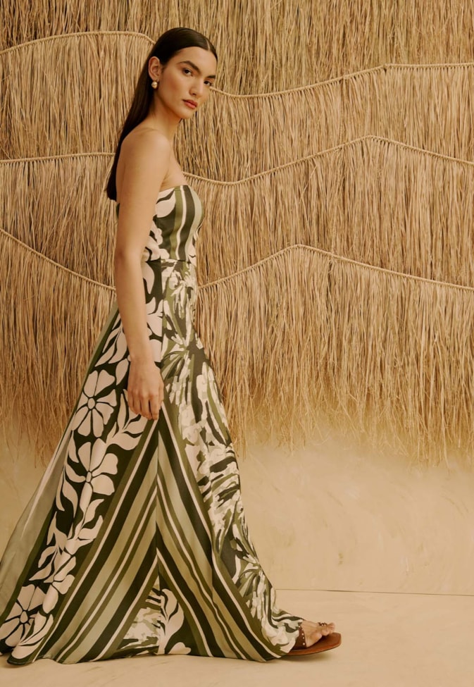 Vestido Longo Tomara Que Caia Godê Estampado Wayra