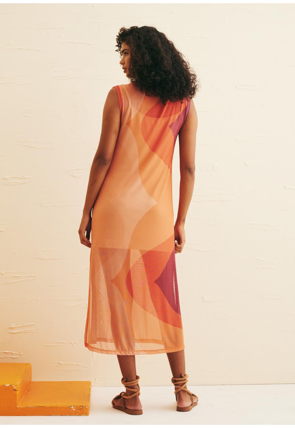 Vestido Longo Tule Estampado Las Coloradas