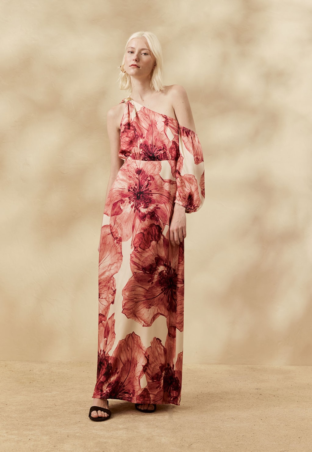 Vestido Longo Um Ombro Estampado Ancocha