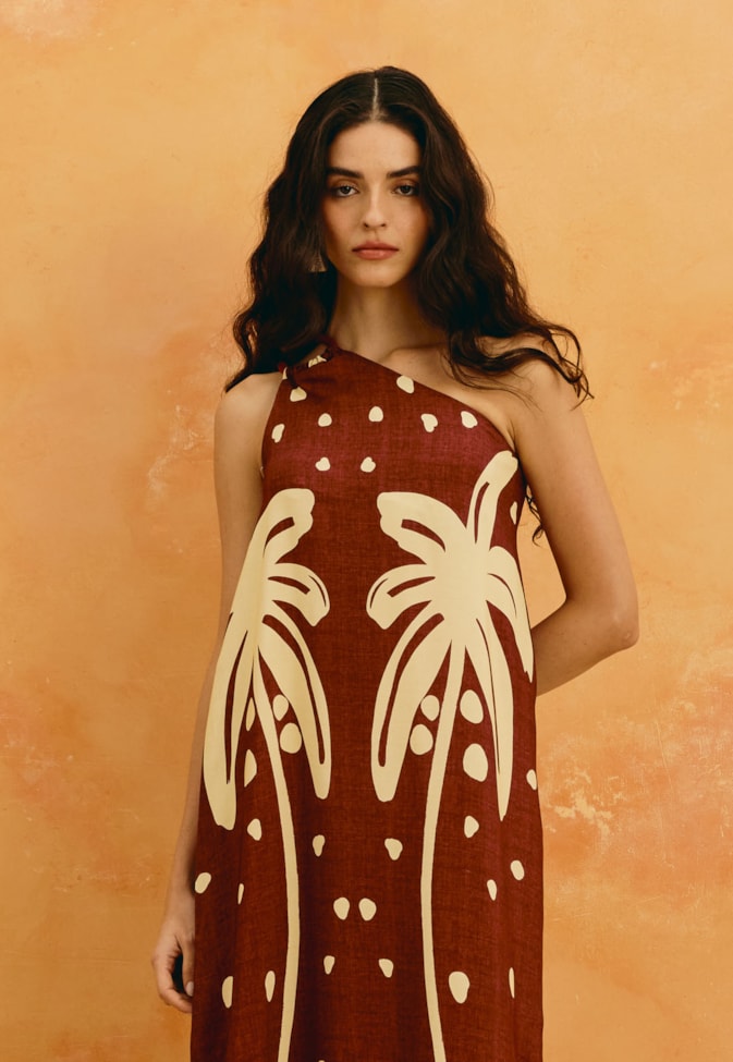 Vestido Longo Um Ombro Só Estampado Mirador