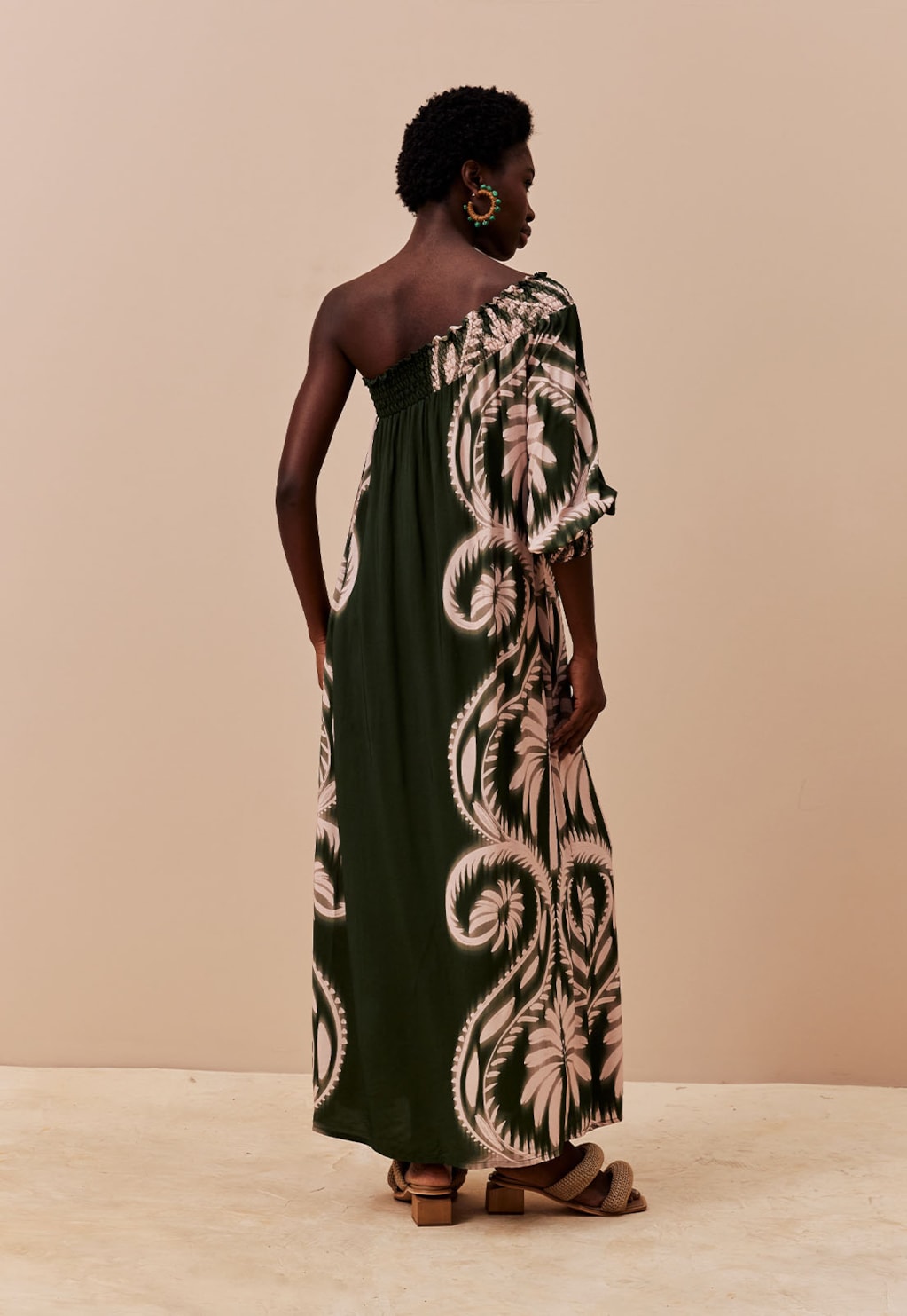 Vestido Longo Uma Manga Estampado Tilcara