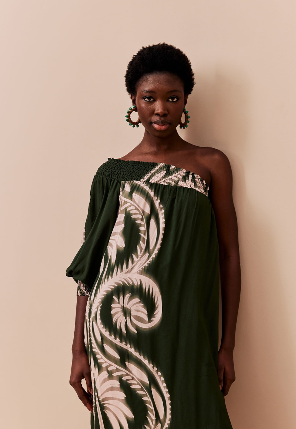 Vestido Longo Uma Manga Estampado Tilcara