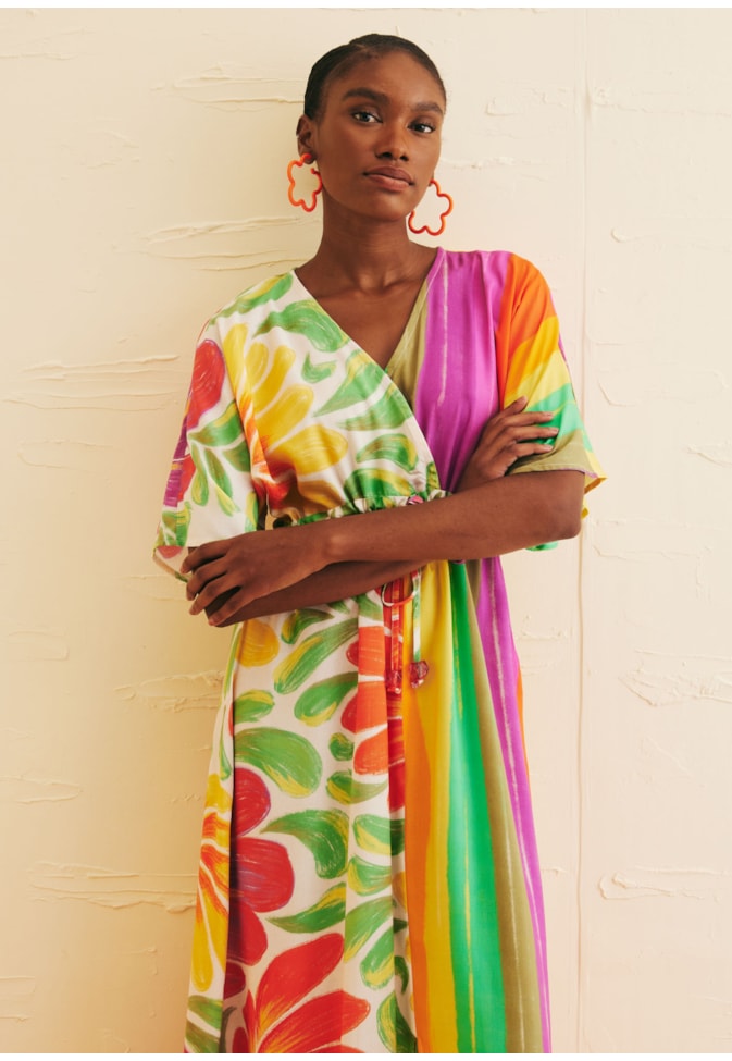 Vestido Manga Mix de Estampas