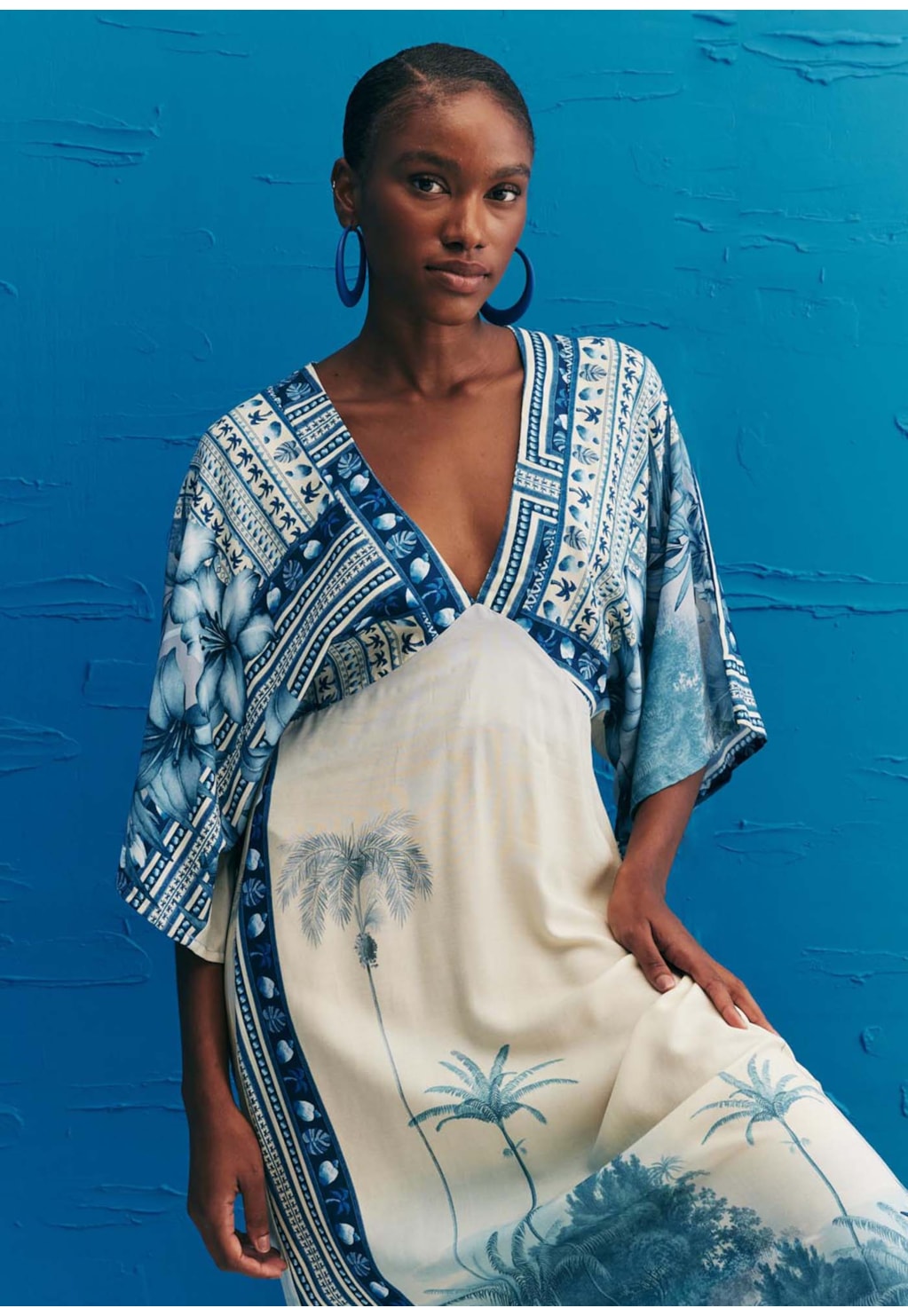 Vestido Max Decote Estampado San Andres