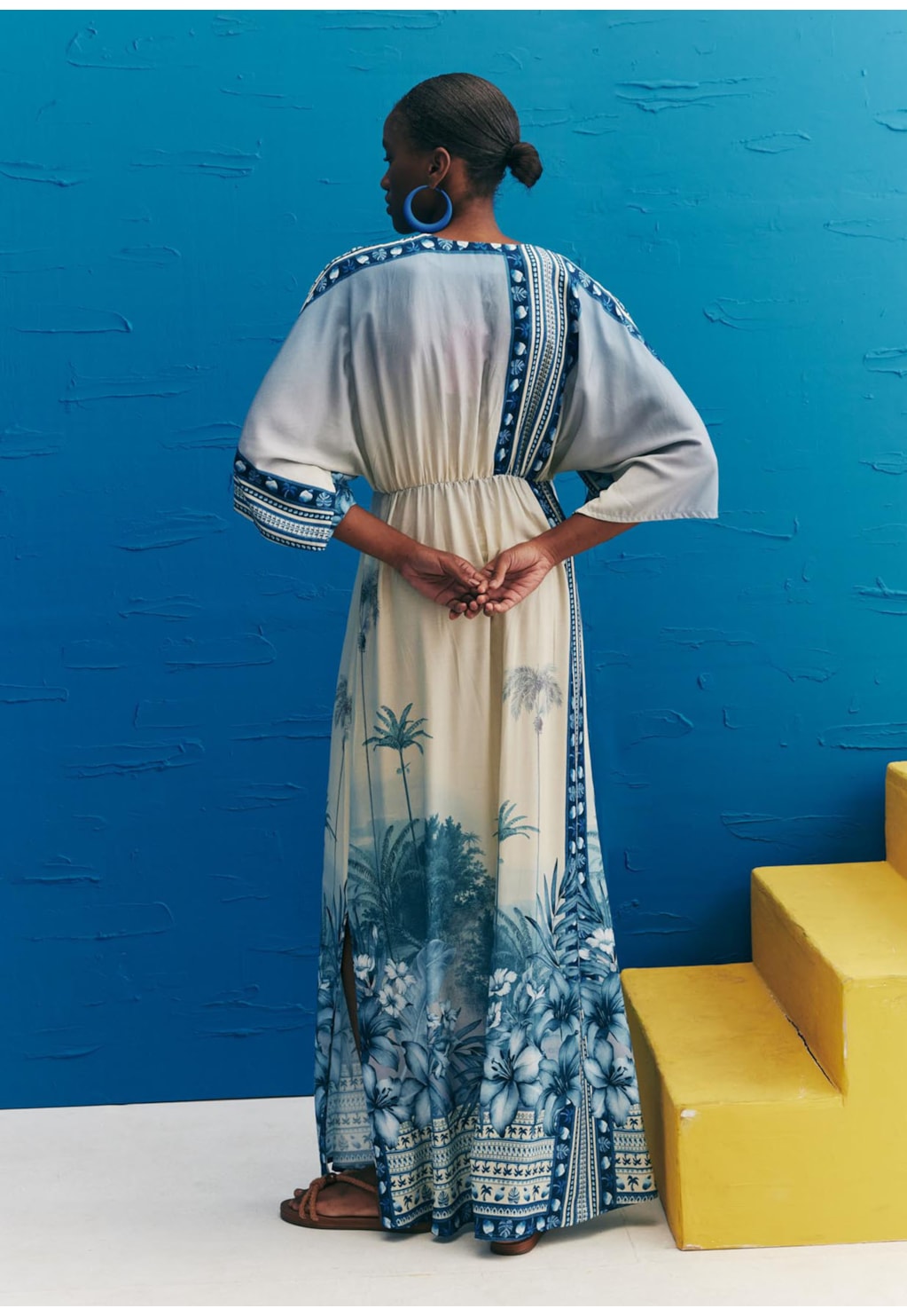 Vestido Max Decote Estampado San Andres