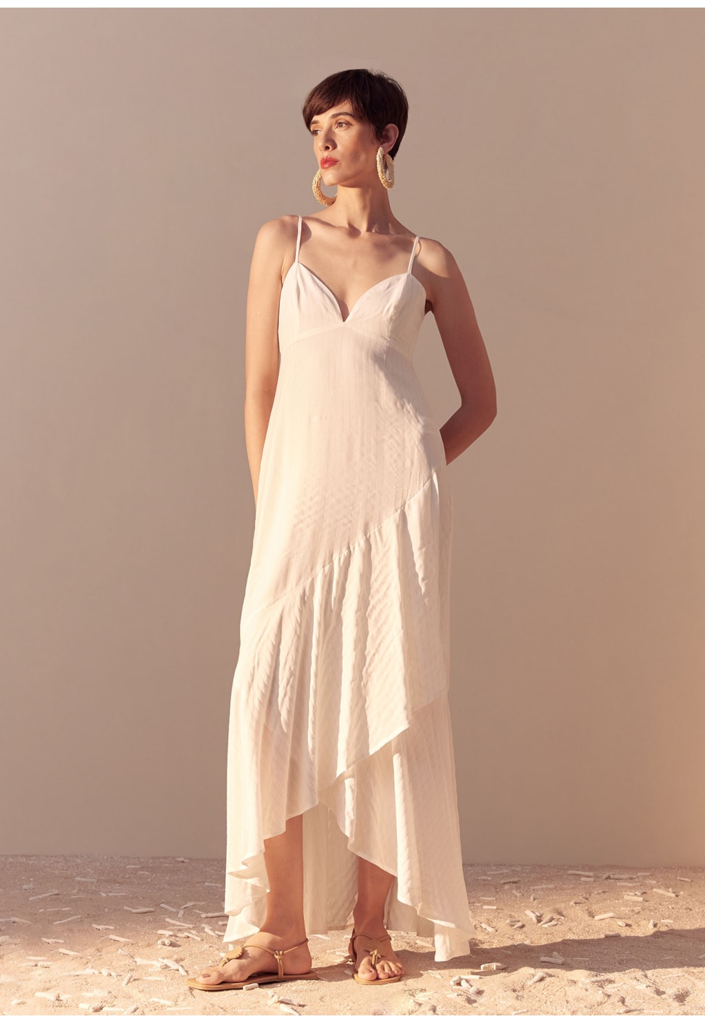 Vestido Max Longo Assimétrico