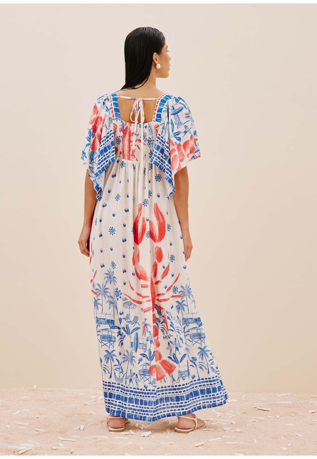 Vestido Max Midi Manga Aberta Estampado Icapui