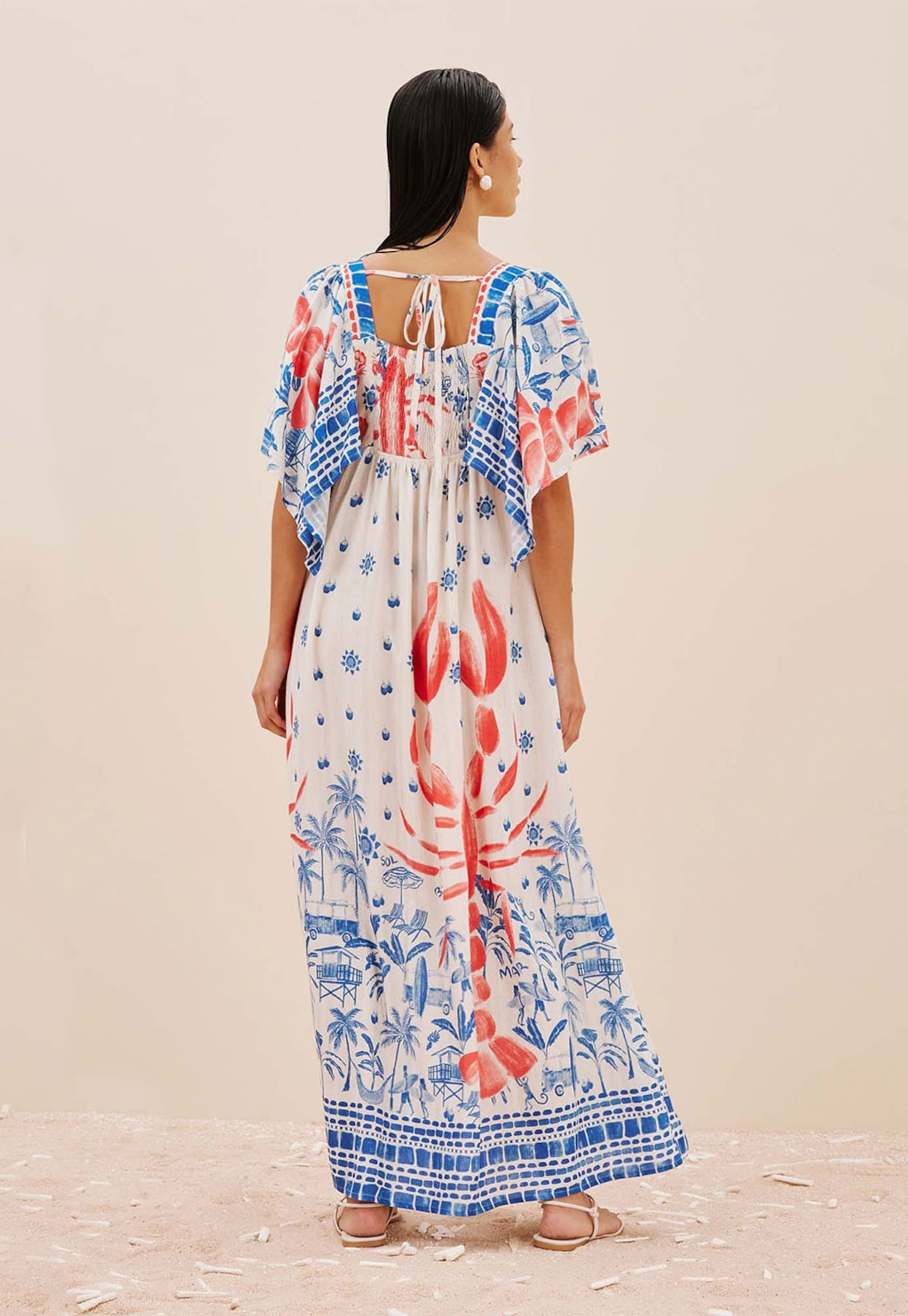 Vestido Max Midi Manga Aberta Estampado Icapui