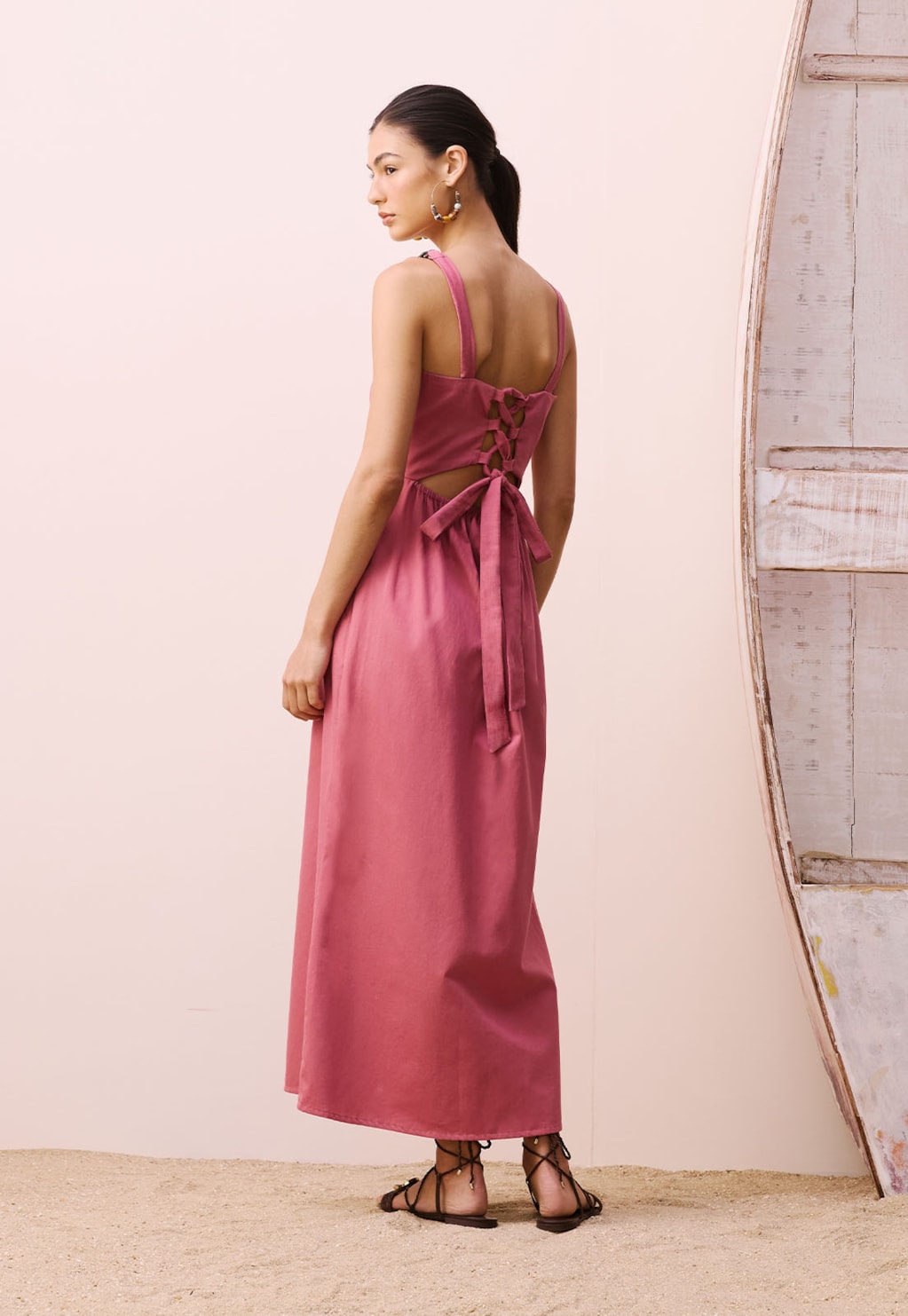 Vestido Maxi Midi Alça Corrente