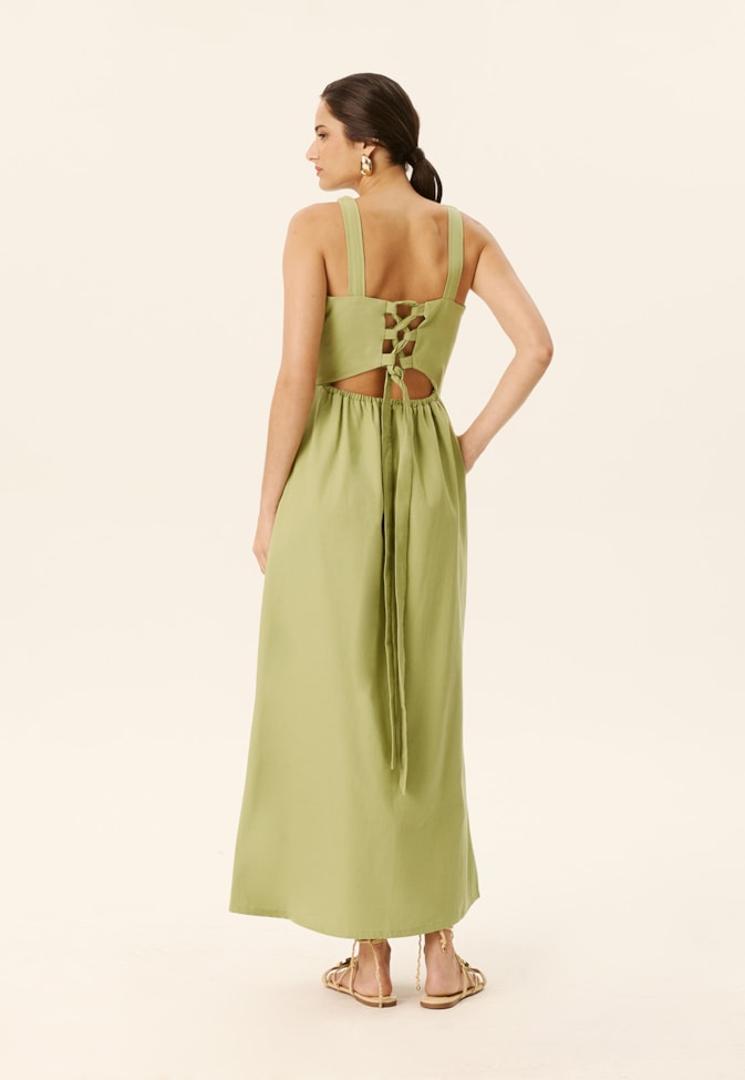 Vestido Maxi Midi Alça Corrente