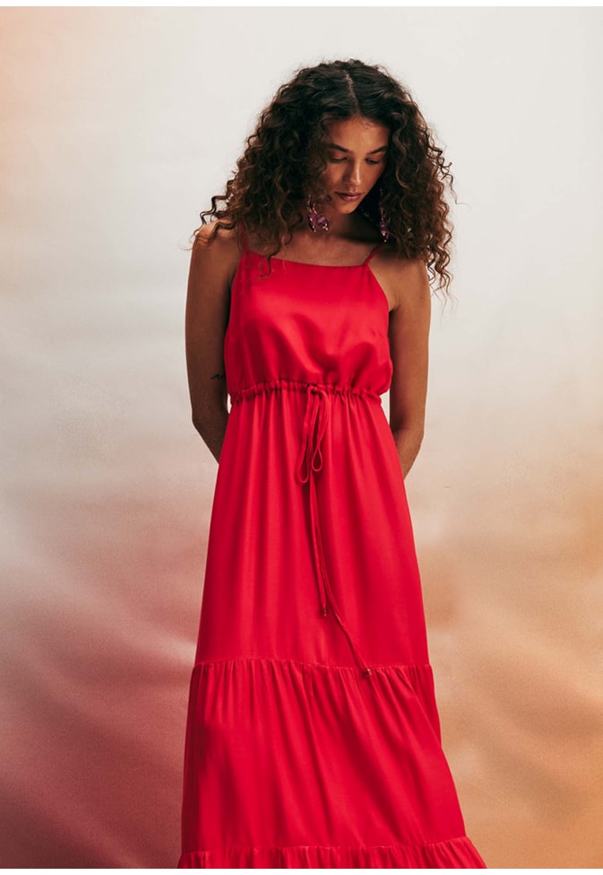 Vestido Maxi Midi Amarração Liso