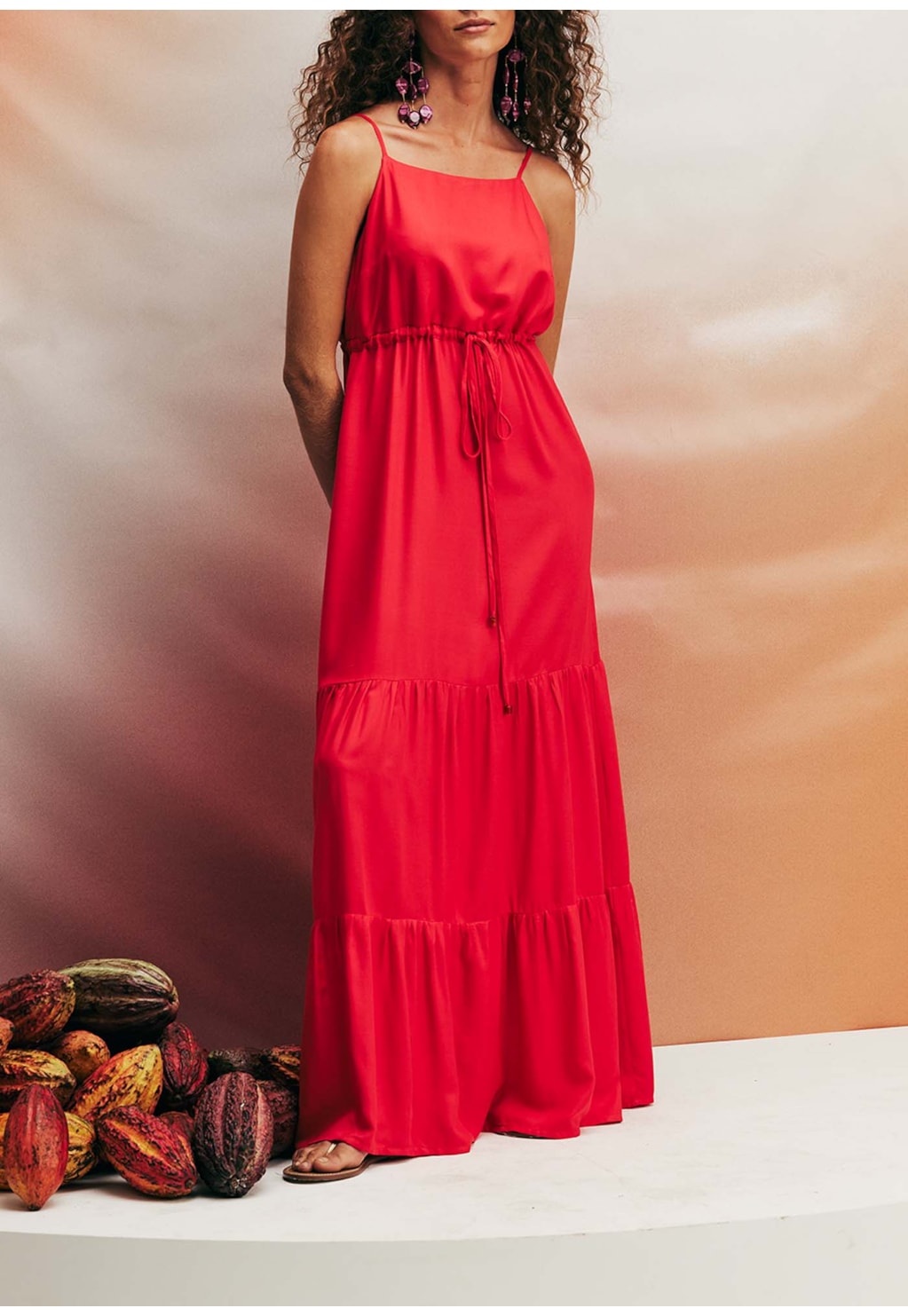 Vestido Maxi Midi Amarração Liso