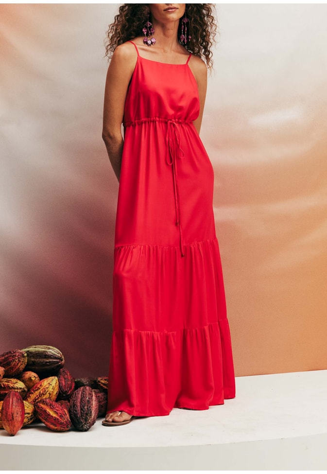 Vestido Maxi Midi Amarração Liso