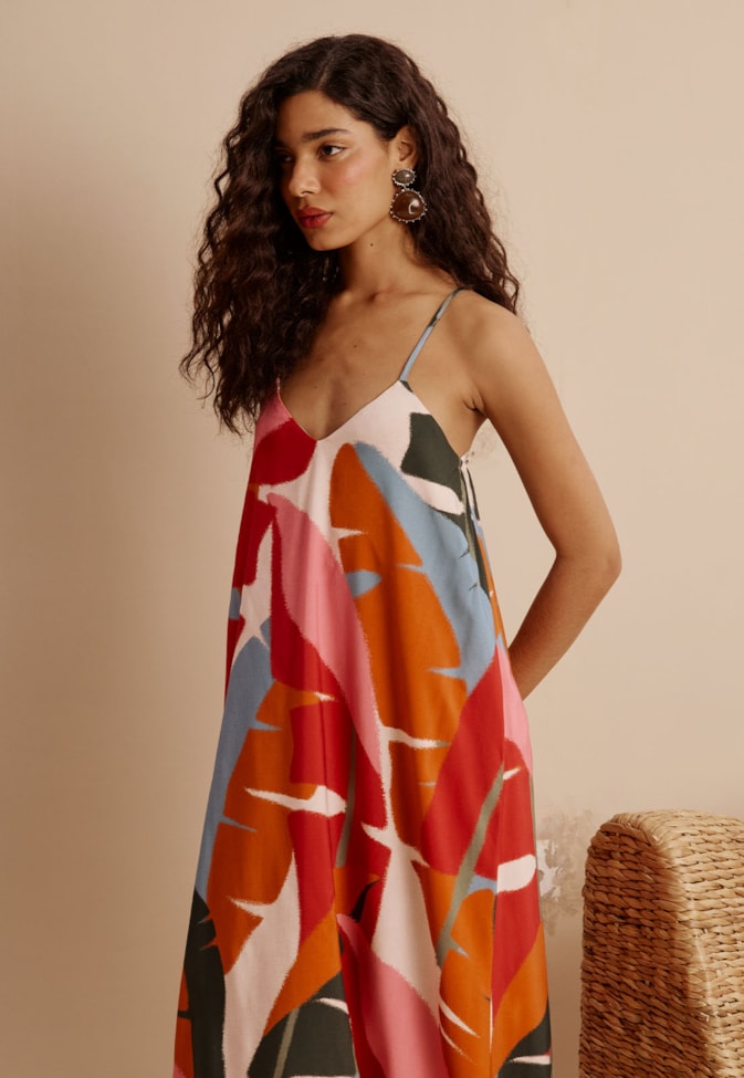 Vestido Maxi Midi Balonê Estampado Igapo