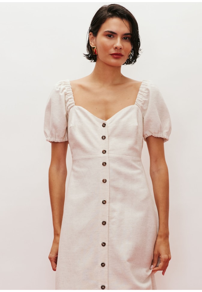 Vestido Maxi Midi Botões Liso