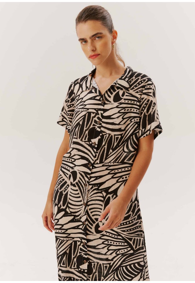 Vestido Maxi Midi Chemise Estampado La Paz