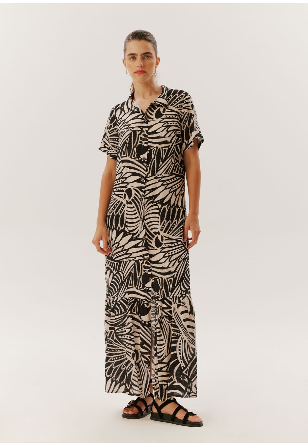 Vestido Maxi Midi Chemise Estampado La Paz