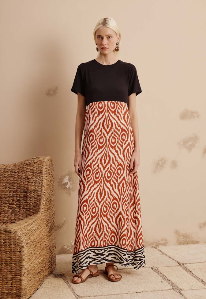 Vestido Maxi Midi Estampado Arumã
