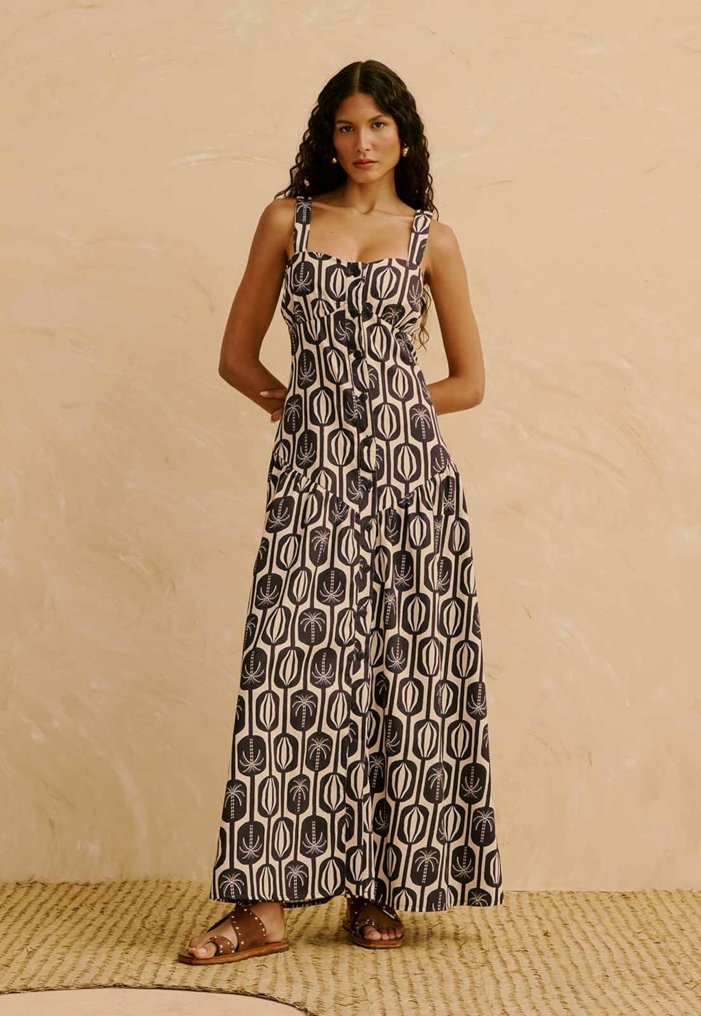 Vestido Maxi Midi Estampado Cacau Palmer