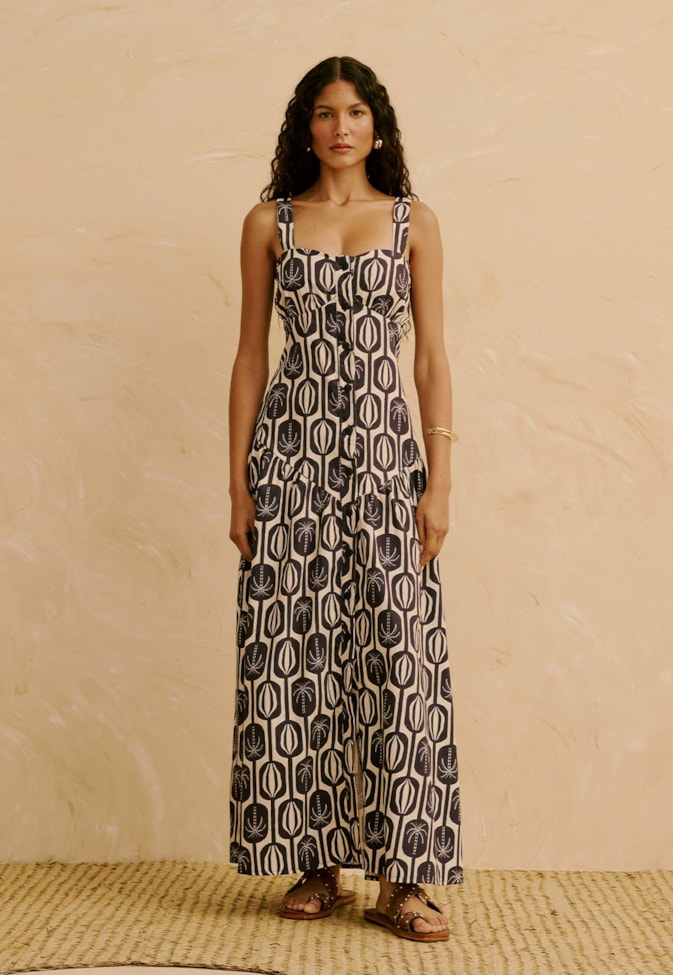 Vestido Maxi Midi Estampado Cacau Palmer