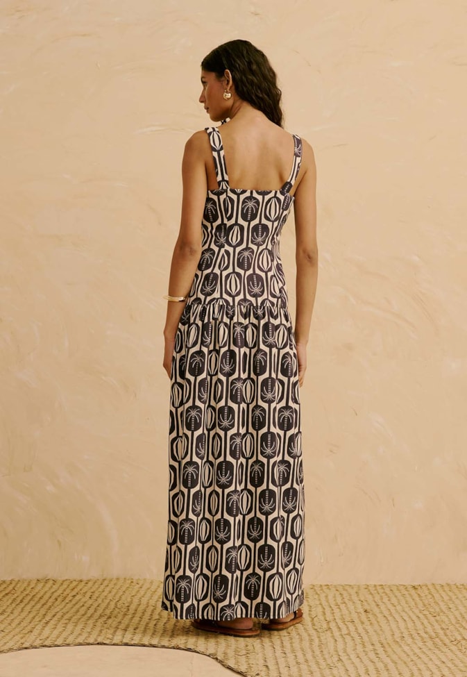 Vestido Maxi Midi Estampado Cacau Palmer
